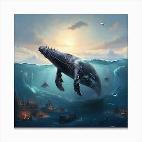 Whale In The Sea Canvas Print