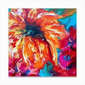 Colourful Tropical Flower Painting 3 Square Canvas Print