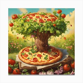 Tree Of Pizza Canvas Print