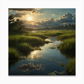 Sunrise Over Marsh 2 Canvas Print