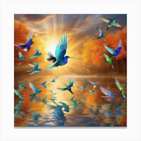 Hummingbirds In Flight Canvas Print