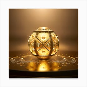 Golden Lantern On A Table Canvas Print