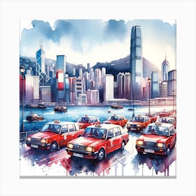 Hong Kong Taxis Canvas Print