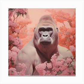 Gorilla Pink Jungle Animal Portrait Canvas Print