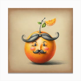 Orange With Mustache 11 Canvas Print