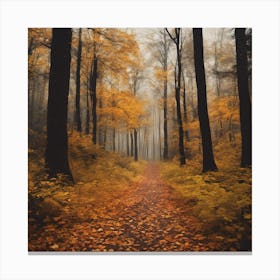 Foggy Autumn Forest Canvas Print
