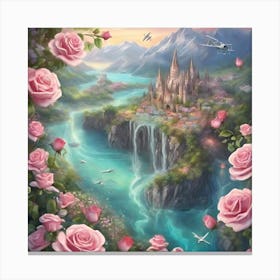 Roses And Castle Canvas Print