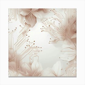 Nature Meets Technology A Tech Inspired Design Where Circuitry Patterns Are Drawn With Soft Nude Line art print Canvas Print