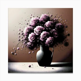 Purple Roses In A Vase 12 Canvas Print