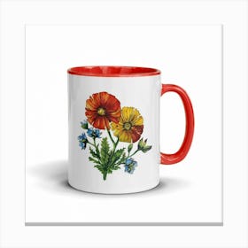Boho Pressed Flower Design For A Coffee Mug On A Canvas Print