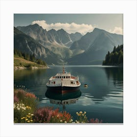 Boat In A Lake Canvas Print