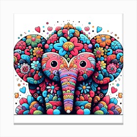 Elephant With Flowers 1 Canvas Print