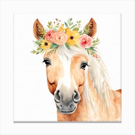 Floral Baby Horse Nursery Illustration (39) Canvas Print