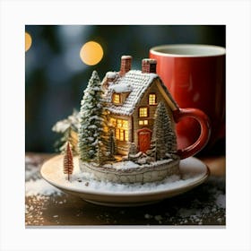 Firefly Charming Miniature Winter Cottage In A Cozy Cup 12290 (2) Canvas Print