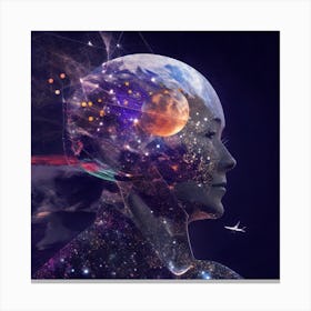 Woman'S Head In Space Canvas Print