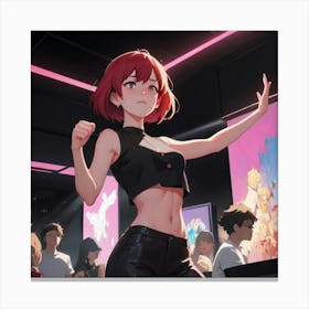 Anime girl dancing in the club 3 Canvas Print