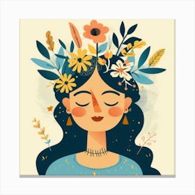 Woman With Flowers On Her Head 9 Canvas Print