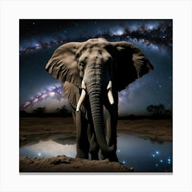 Elephant At Waterhole Canvas Print