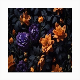 Purple And Orange Flowers Canvas Print