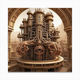 Steampunk Tower Resort Cubism Style Canvas Print