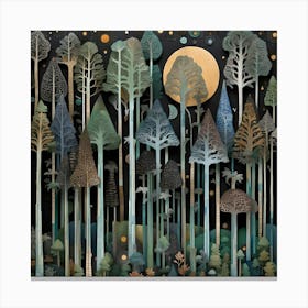 Forest At Night Canvas Print