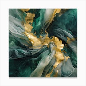 Emerald Gold Flow 7 Canvas Print