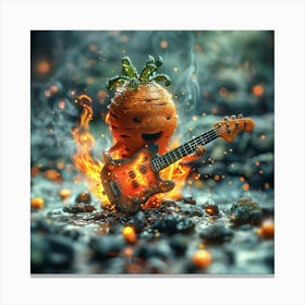 Carrot Playing Guitar Canvas Print