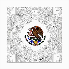 Mexican Flag Coloring Page Canvas Print
