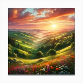 Sunset In The Countryside 3 Canvas Print