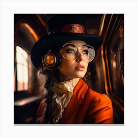Steampunk Woman With Glasses 2 Canvas Print