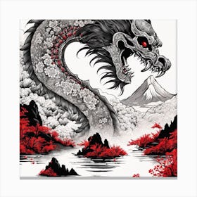 Chinese Dragon Mountain Ink Painting (56) Canvas Print