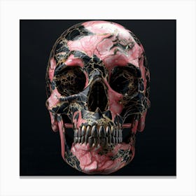 Skull With Pink And Black Marble Canvas Print