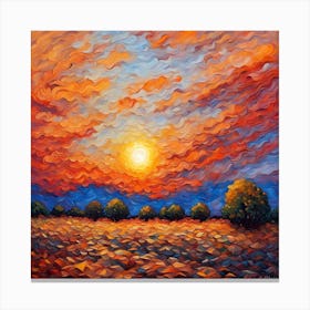 Sunset In The Field Canvas Print