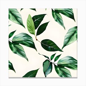 Seamless Pattern With Green Leaves 1 Canvas Print