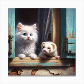 Ferrets In The Window Canvas Print
