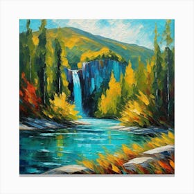 Waterfall In Autumn 11 Canvas Print