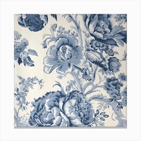 Blue And White Floral Wallpaper Canvas Print