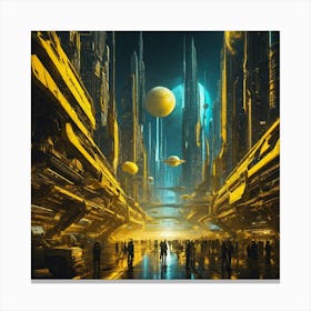 Futuristic City Yellow I Canvas Print