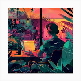 Man Working On His Laptop 1 Canvas Print