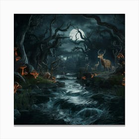 Forest At Night Canvas Print