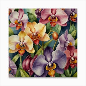 Orchids Watercolor Painting Canvas Print