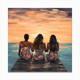 Three Girls At Sunset Canvas Print