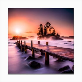 Pier At Sunset Canvas Print