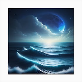 Moonlight Over The Ocean Canvas Print