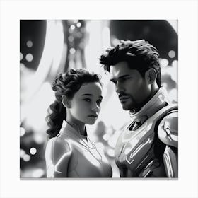 Black And White Portrait Of A Couple Canvas Print