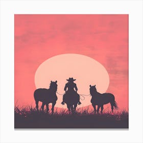 Cowboys At Sunset Canvas Print