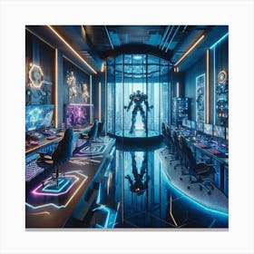 Futuristic Computer Room Canvas Print