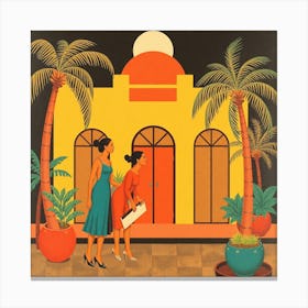 'Two Women In Front Of A Building' Canvas Print