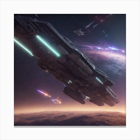 Spaceships In Space Canvas Print