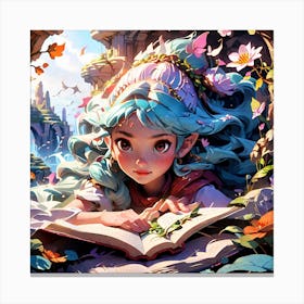 Elf Girl Reading A Book Canvas Print
